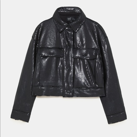 ZARA black sequins puffer jacket , made of recycled water bottles - Picture 7 of 8